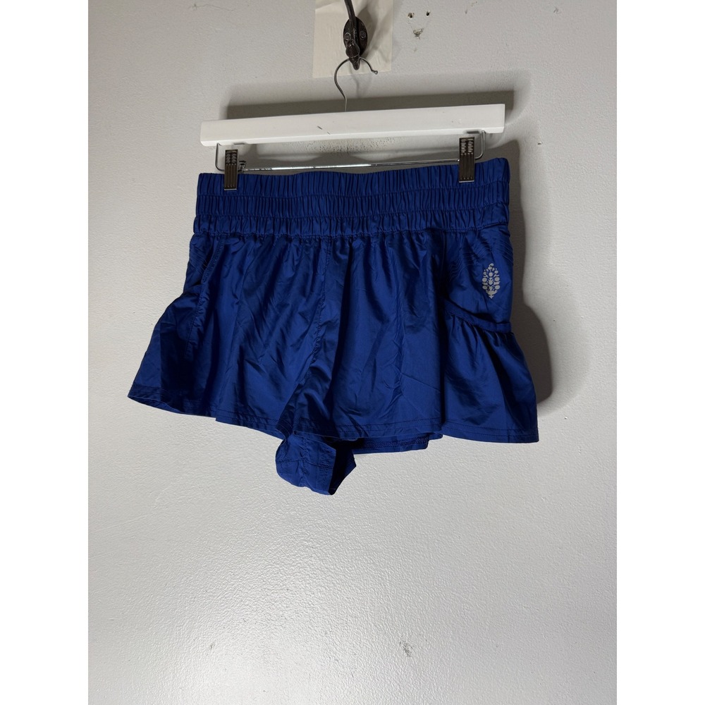 Free People FP Movement The Way Home Shorts Royal Blue Smocked High Rise Small